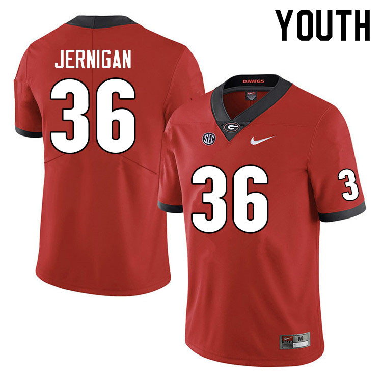 Youth #36 Randon Jernigan Georgia Bulldogs College Football Jerseys Sale-Red Anniversary